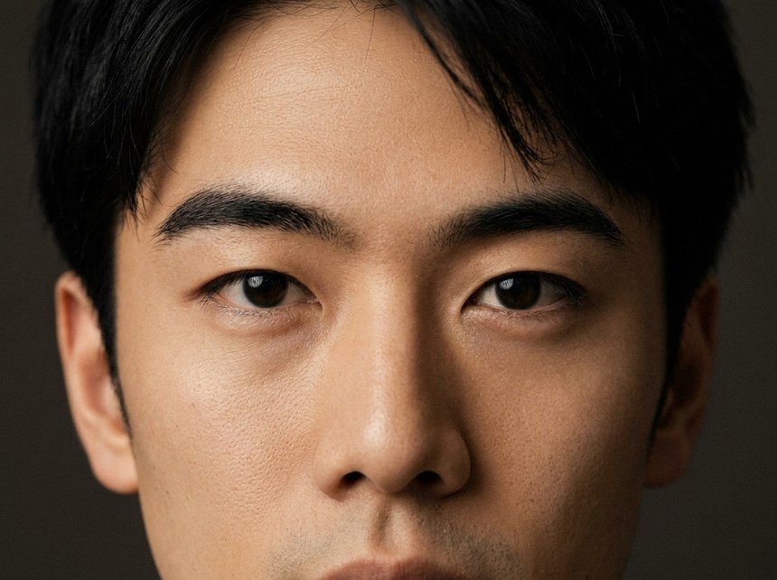 目尻を整えた、すっきり短めの眉の男性